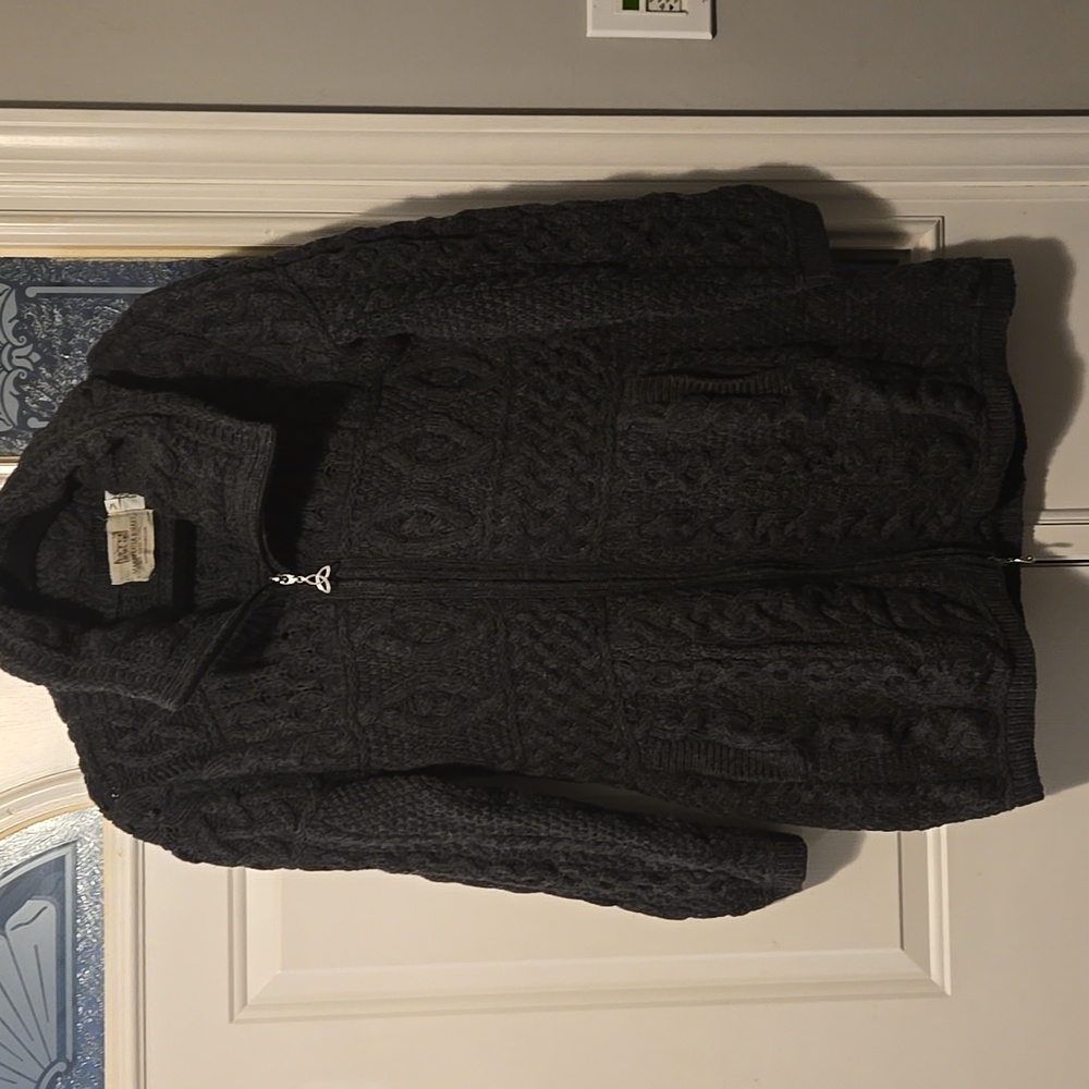 Cozy Dark Gray Cable Knit Sweater